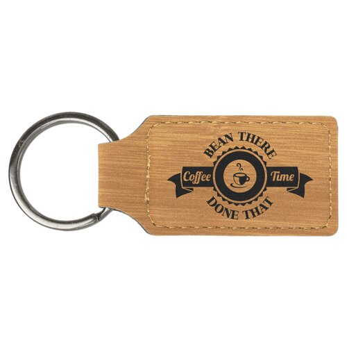 Personalized 2 3/4" x 1 1/4" Bamboo Laserable Leatherette Rectangle Keychain Thumbnail
