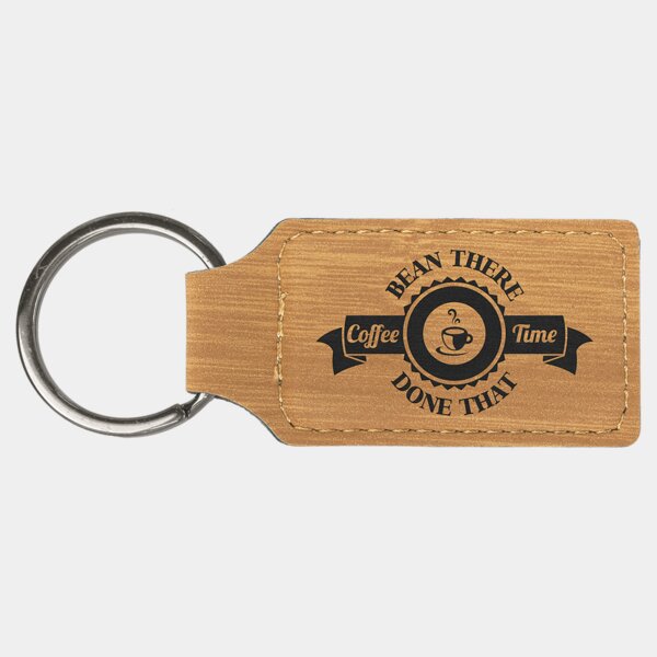 Personalized 2 3/4" x 1 1/4" Bamboo Laserable Leatherette Rectangle Keychain Thumbnail