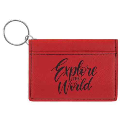 Personalized 4 1/4" x 3" Red Laserable Leatherette Keychain ID Holder Thumbnail