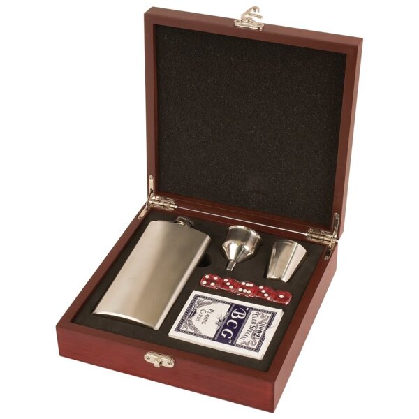 Personalized Rosewood Finish Flask Set Thumbnail