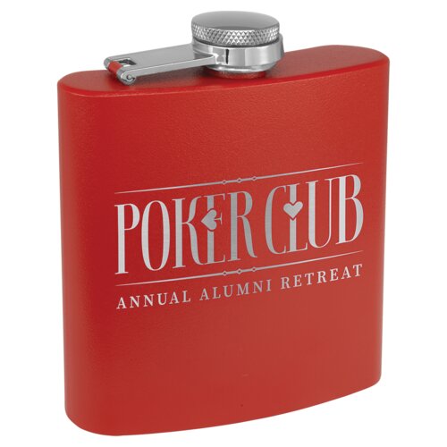 Personalized 6 oz. Matte Red Powder Coated Laserable Stainless Steel Flask Thumbnail