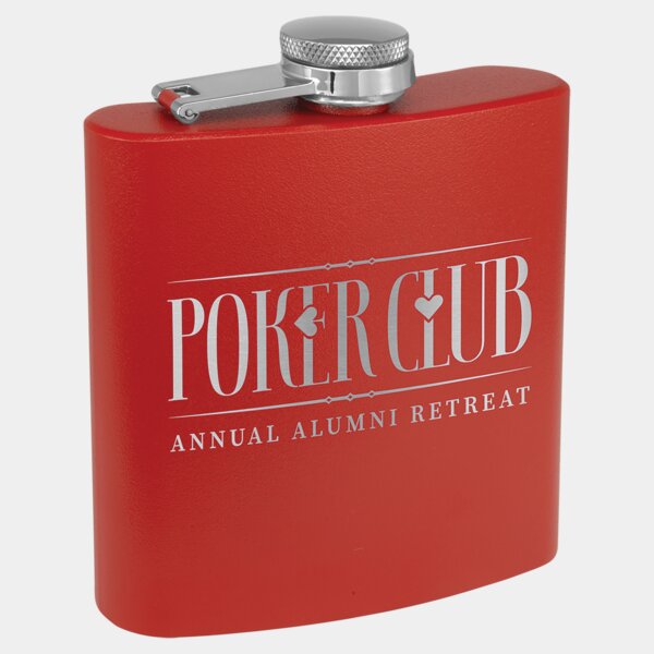 Personalized 6 oz. Matte Red Powder Coated Laserable Stainless Steel Flask Thumbnail