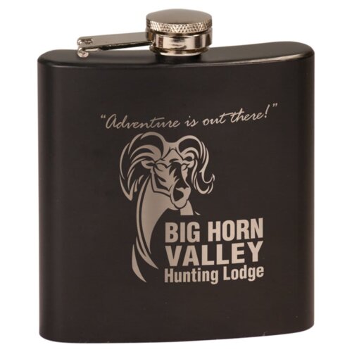 Personalized 6 oz. Matte Black Laserable Stainless Steel Flask Thumbnail