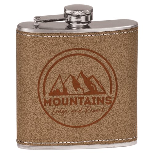 Personalized 6 oz. Leather Laserable Stainless Steel Flask Thumbnail