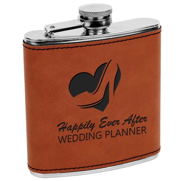 Personalized 6 oz. Rawhide Laserable Leatherette Stainless Steel Flask Thumbnail