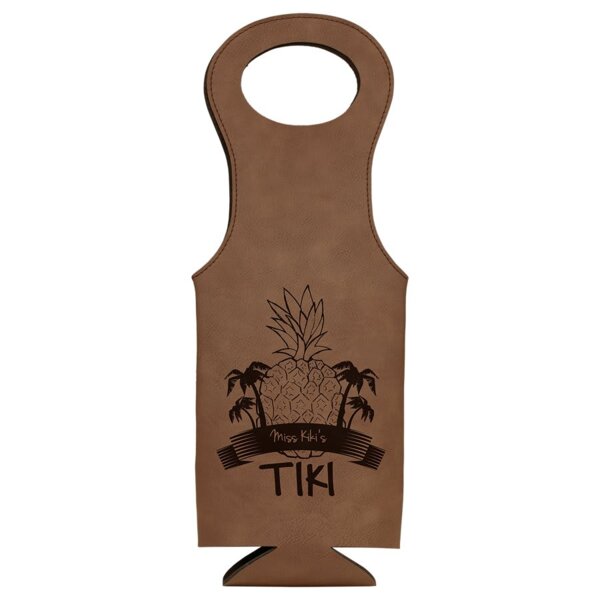 Personalized Dark Brown Laserable Leatherette Wine Bag Thumbnail