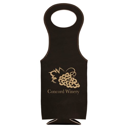 Personalized Black/Gold Laserable Leatherette Wine Bag Thumbnail