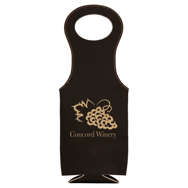 Personalized Black/Gold Laserable Leatherette Wine Bag Thumbnail