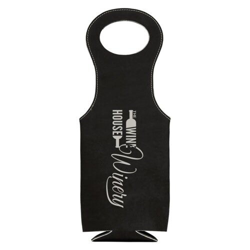 Personalized Black/Silver Laserable Leatherette Wine Bag Thumbnail