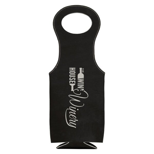 Personalized Black/Silver Laserable Leatherette Wine Bag Thumbnail