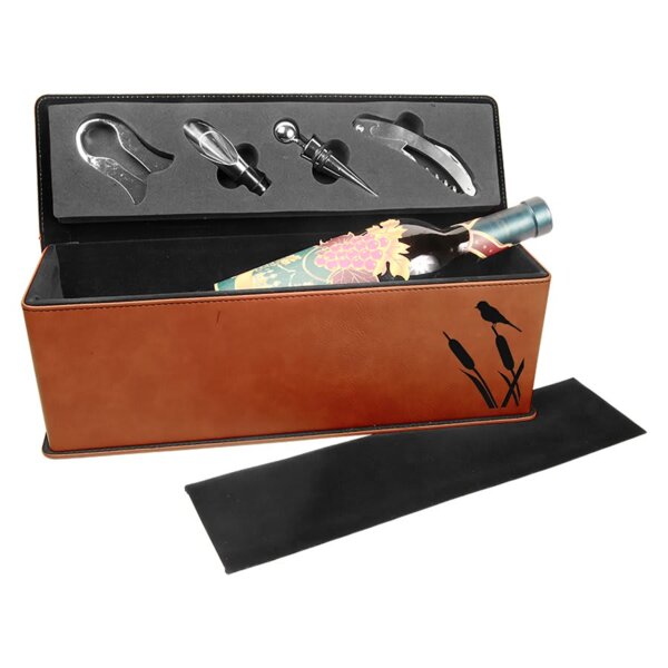 Personalized Rawhide Laserable Leatherette Single Wine Box with Tools Thumbnail