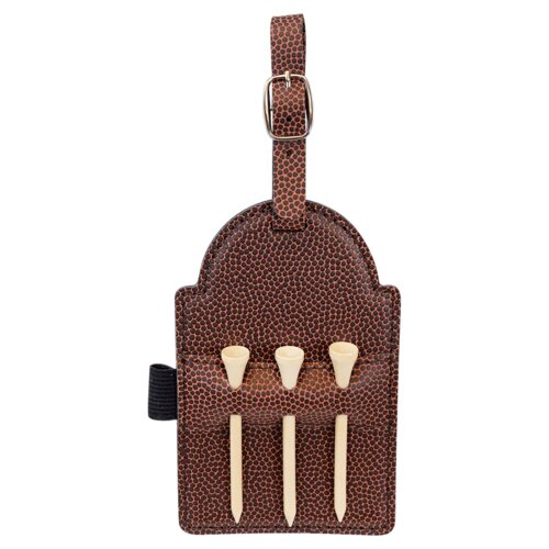 Personalized 5" x 3 1/4" Football Laserable Leatherette Golf Bag Tag with 3 Wooden Tees Thumbnail