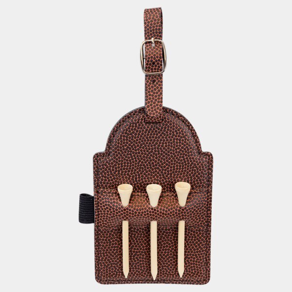 Personalized 5" x 3 1/4" Football Laserable Leatherette Golf Bag Tag with 3 Wooden Tees Thumbnail