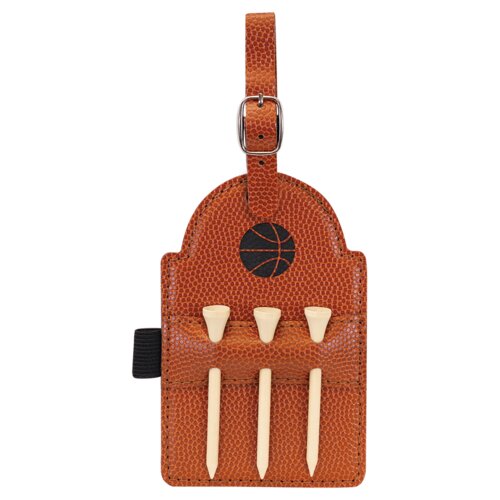 Personalized 5" x 3 1/4" Basketball Laserable Leatherette Golf Bag Tag with 3 Wooden Tees Thumbnail