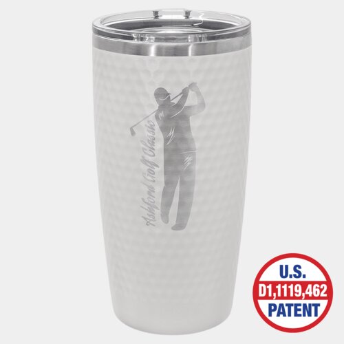 Personalized Polar Camel 20 oz. White Golf Tumbler - Full Dimples and Slider Lid Thumbnail