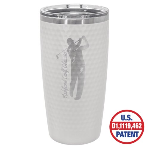 Personalized Polar Camel 20 oz. White Golf Tumbler - Full Dimples and Slider Lid Thumbnail