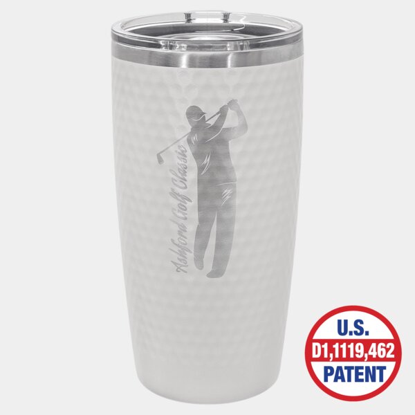 Personalized Polar Camel 20 oz. White Golf Tumbler - Full Dimples and Slider Lid Thumbnail