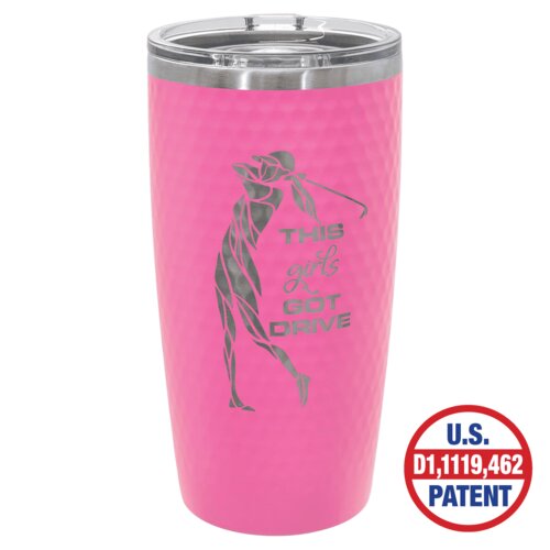 Personalized Polar Camel 20 oz. Pink Golf Tumbler - Full Dimples and Slider Lid Thumbnail