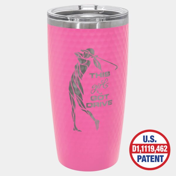 Personalized Polar Camel 20 oz. Pink Golf Tumbler - Full Dimples and Slider Lid Thumbnail