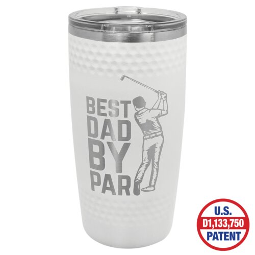 Personalized Polar Camel 20 oz. White Golf Tumbler - Smooth Center with Dimples and Slider Lid Thumbnail