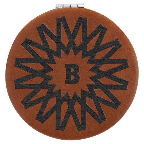 Personalized 2 1/2" Rawhide Laserable Leatherette Compact Mirror Thumbnail