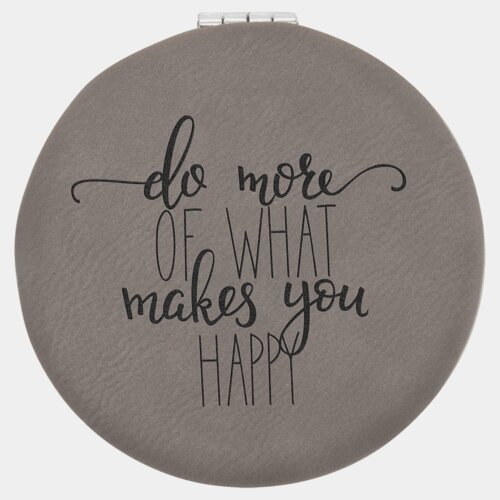 Personalized 2 1/2" Gray Laserable Leatherette Compact Mirror Thumbnail