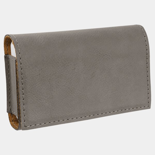 Personalized Gray Laserable Leatherette Pill Box with Separate Adjustable Containers Thumbnail