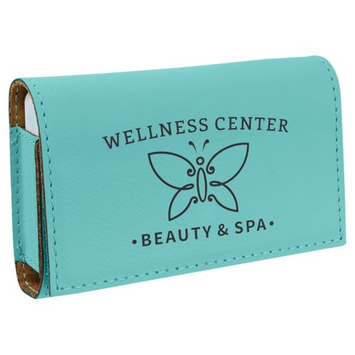 Personalized Teal Laserable Leatherette Pill Box with Separate Adjustable Containers Thumbnail