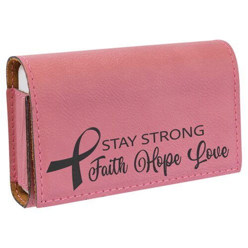 Personalized Pink Laserable Leatherette Pill Box with Separate Adjustable Containers Thumbnail