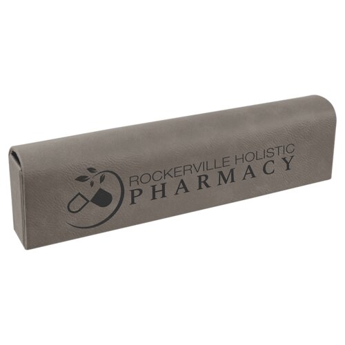 Personalized Gray Laserable Leatherette Pill Box with Days of the Week Organizer Thumbnail