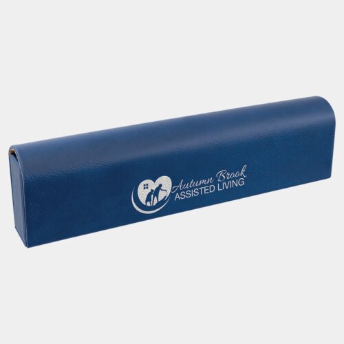Personalized Blue/Silver Laserable Leatherette Pill Box with Days of the Week Organizer Thumbnail