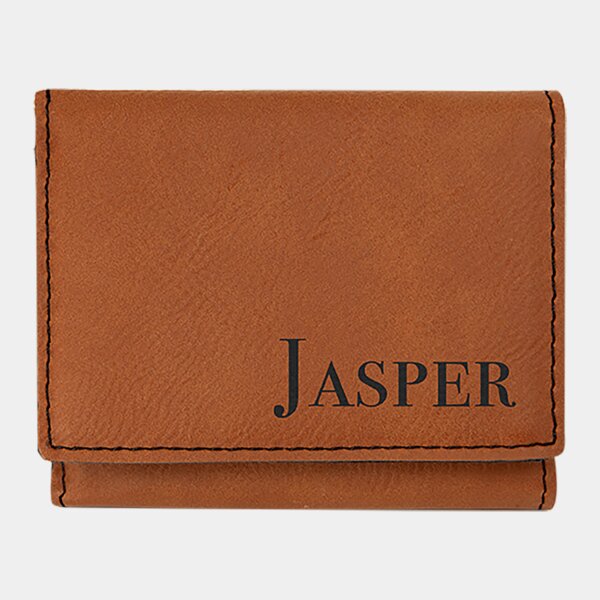 Personalized 3" x 4" Rawhide Laserable Leatherette Trifold Wallet Thumbnail