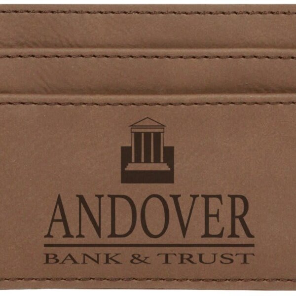 Personalized 4" x 2 3/4" Dark Brown Laserable Leatherette Wallet Clip Thumbnail