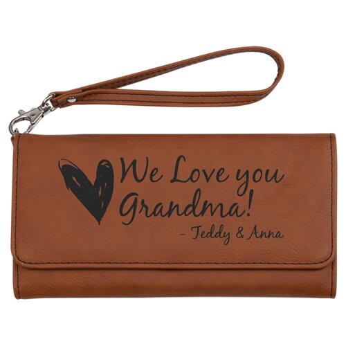 Personalized 7 1/2" x 4" Rawhide Laserable Leatherette Wallet with Strap Thumbnail