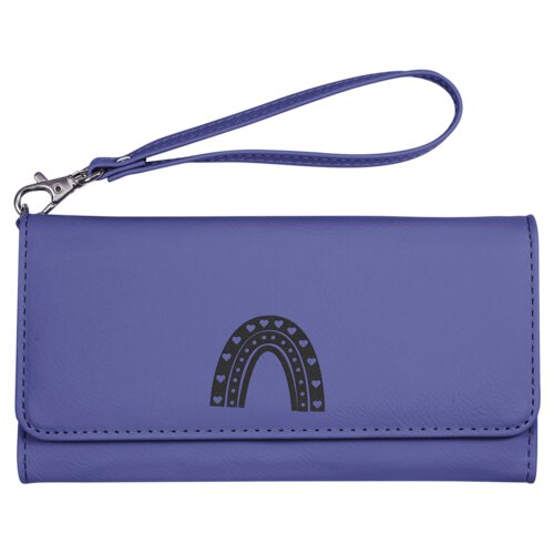 Personalized 7 1/2" x 4" Purple Laserable Leatherette Wallet with Strap Thumbnail