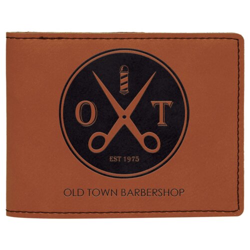 Personalized 4 1/2" x 3 1/2" Rawhide Laserable Leatherette Bifold Wallet Thumbnail