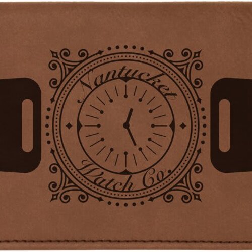 Personalized 6 3/4" x 3 1/2" Dark Brown Laserable Leatherette Checkbook Cover Thumbnail
