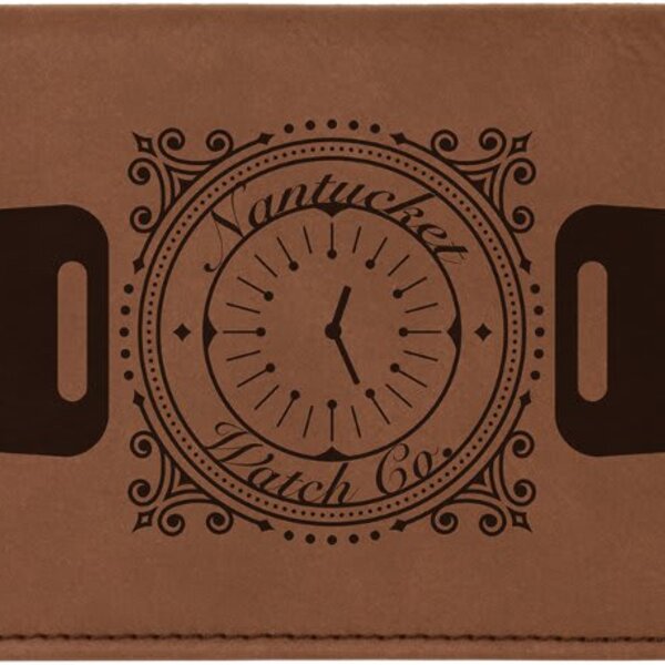 Personalized 6 3/4" x 3 1/2" Dark Brown Laserable Leatherette Checkbook Cover Thumbnail