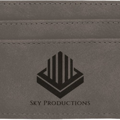 Personalized 4" x 2 3/4" Gray Laserable Leatherette Wallet Clip Thumbnail