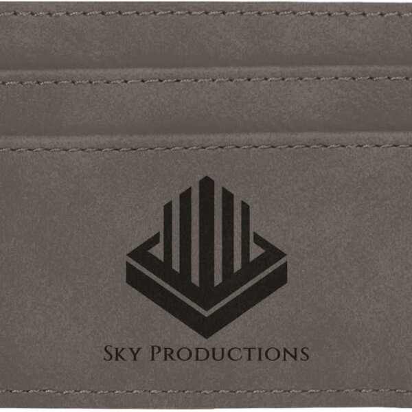 Personalized 4" x 2 3/4" Gray Laserable Leatherette Wallet Clip Thumbnail