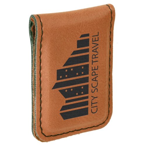 Personalized 1 3/4" x 2 1/2" Rawhide Laserable Leatherette Money Clip Thumbnail