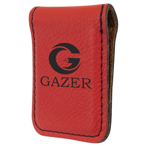 Personalized 1 3/4" x 2 1/2" Red Laserable Leatherette Money Clip Thumbnail