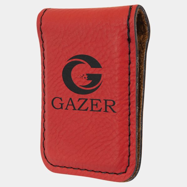 Personalized 1 3/4" x 2 1/2" Red Laserable Leatherette Money Clip Thumbnail