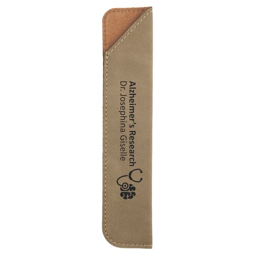 Personalized 6 1/4" Light Brown Laserable Leatherette Pen Sleeve Thumbnail
