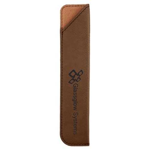 Personalized 6 1/4" Dark Brown Laserable Leatherette Pen Sleeve Thumbnail