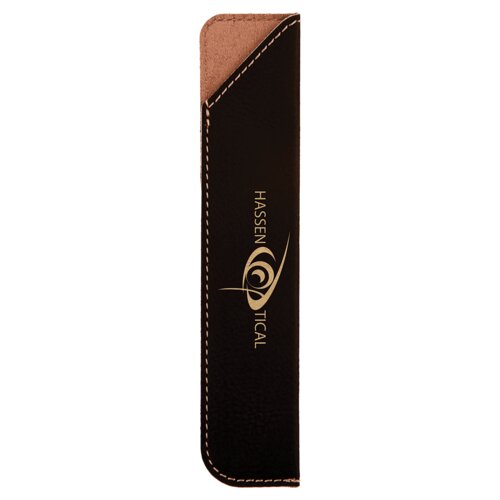 Personalized 6 1/4" Black/Gold Laserable Leatherette Pen Sleeve Thumbnail