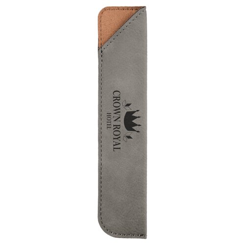 Personalized 6 1/4" Gray Laserable Leatherette Pen Sleeve Thumbnail