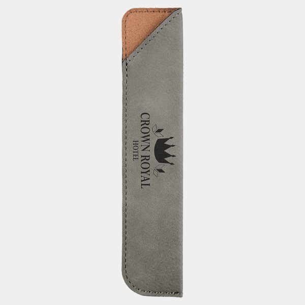 Personalized 6 1/4" Gray Laserable Leatherette Pen Sleeve Thumbnail