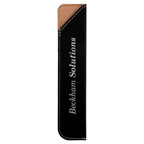 Personalized 6 1/4" Black/Silver Laserable Leatherette Pen Sleeve Thumbnail
