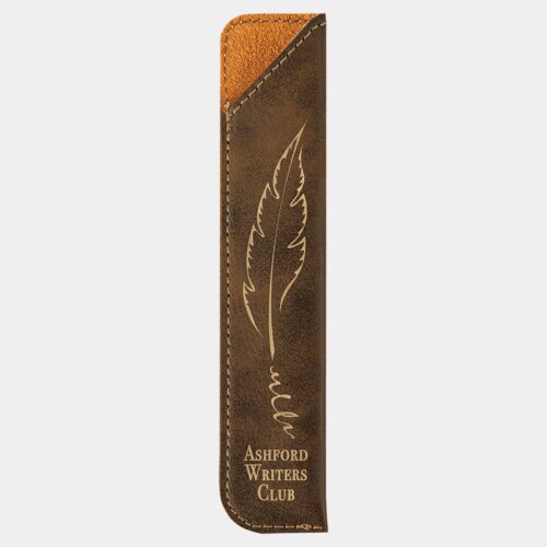 Personalized 6 1/4" Rustic/Gold Laserable Leatherette Pen Sleeve Thumbnail